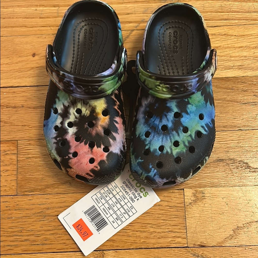 CROCS Black and Blue Water Shoes with Perforated Design